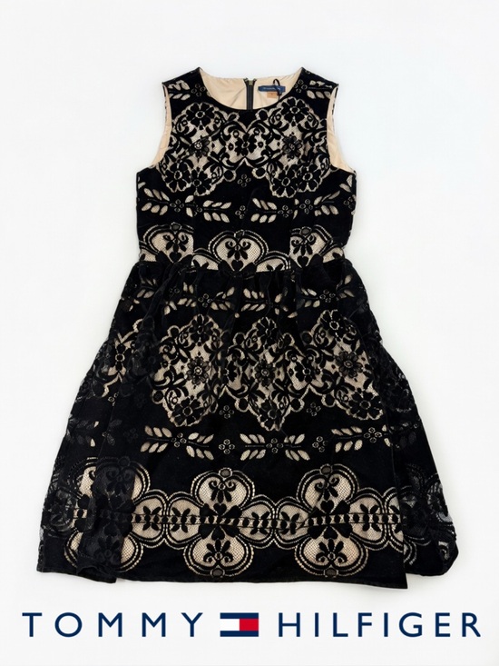 Tommy Hilfiger Dresses & Skirts - Tommy Hilfiger Black Lace Overlay Dress with Nude Underlay